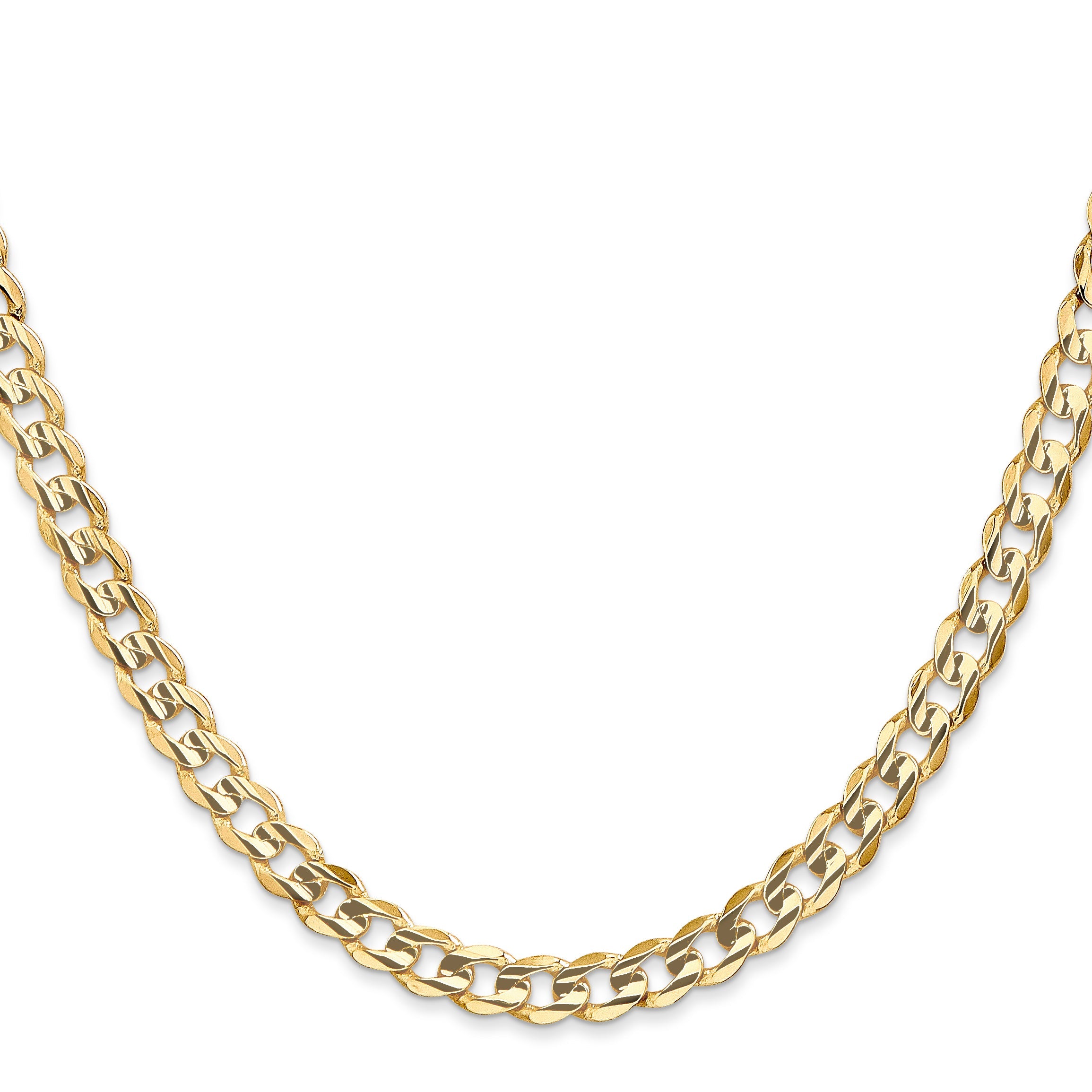 16 Inch 14K Yellow Gold 5.25mm Open Concave Curb Chain Necklace