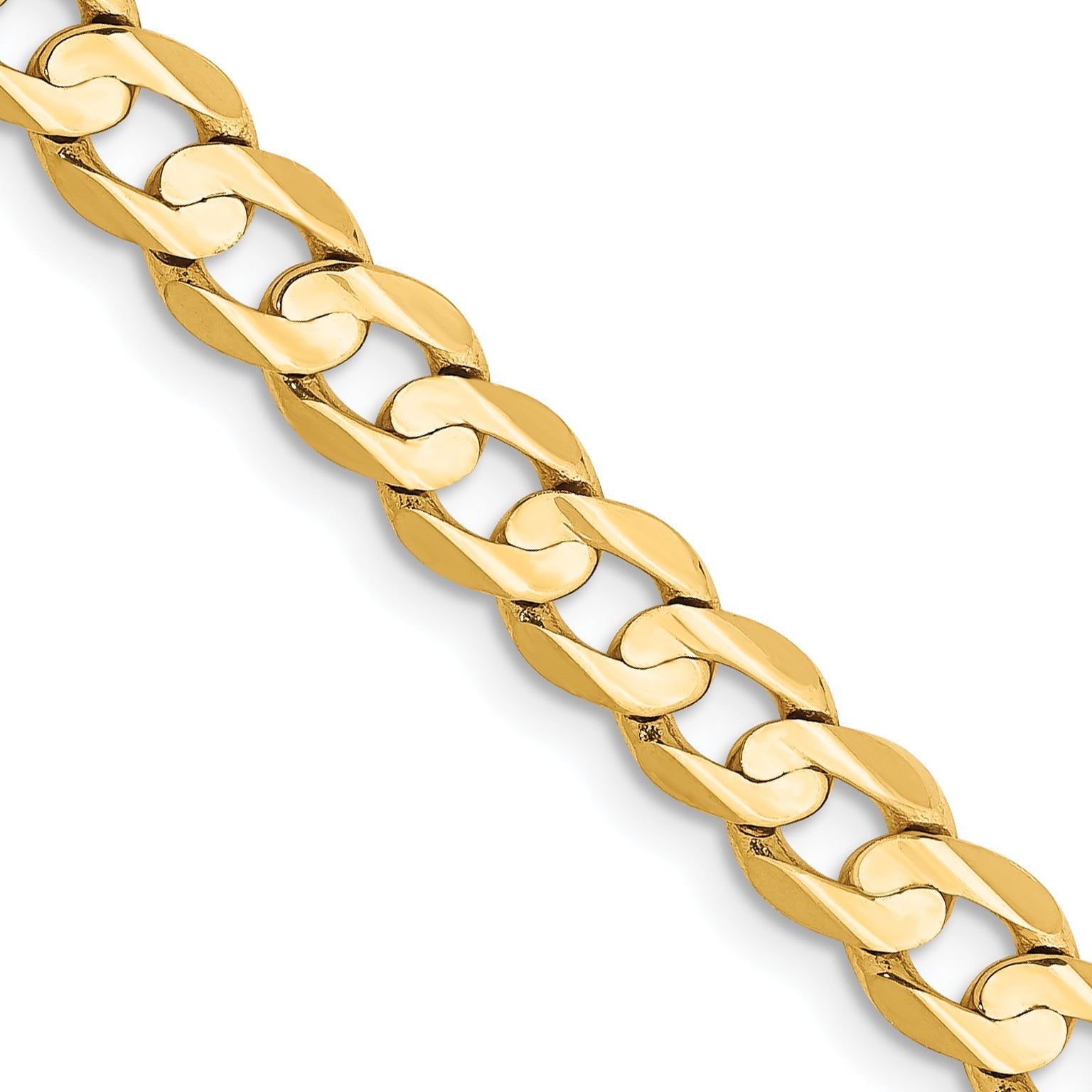 16 Inch 14K Yellow Gold 5.25mm Open Concave Curb Chain Necklace
