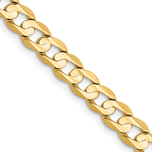 16 Inch 14K Yellow Gold 5.25mm Open Concave Curb Chain Necklace