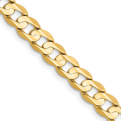 22 Inch 14K Yellow Gold 5.25mm Open Concave Curb Chain Necklace