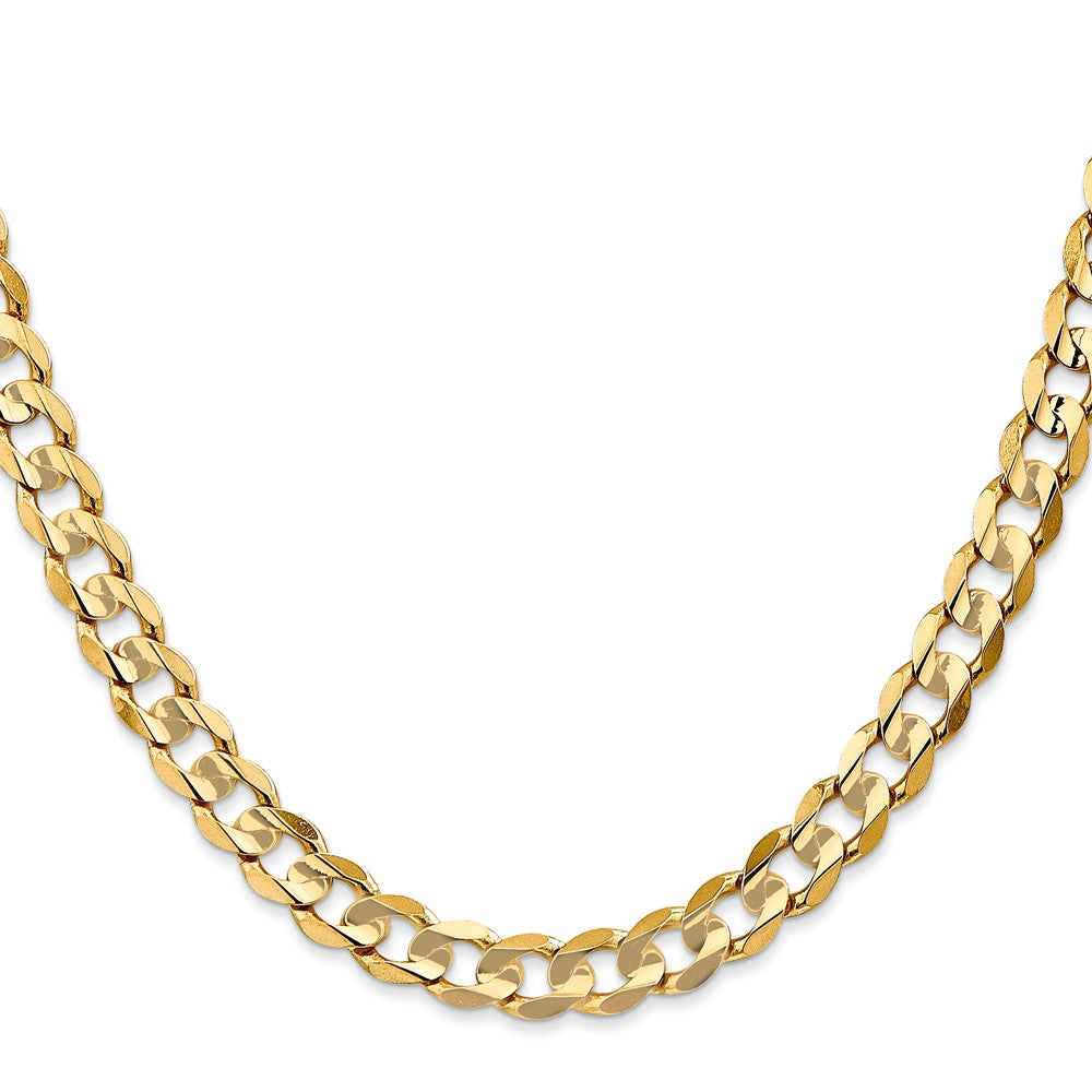 22 Inch 14K Yellow Gold 6.75mm Open Concave Curb Chain Necklace