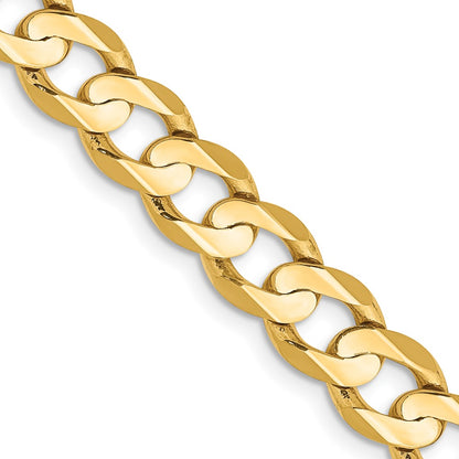 22 Inch 14K Yellow Gold 6.75mm Open Concave Curb Chain Necklace