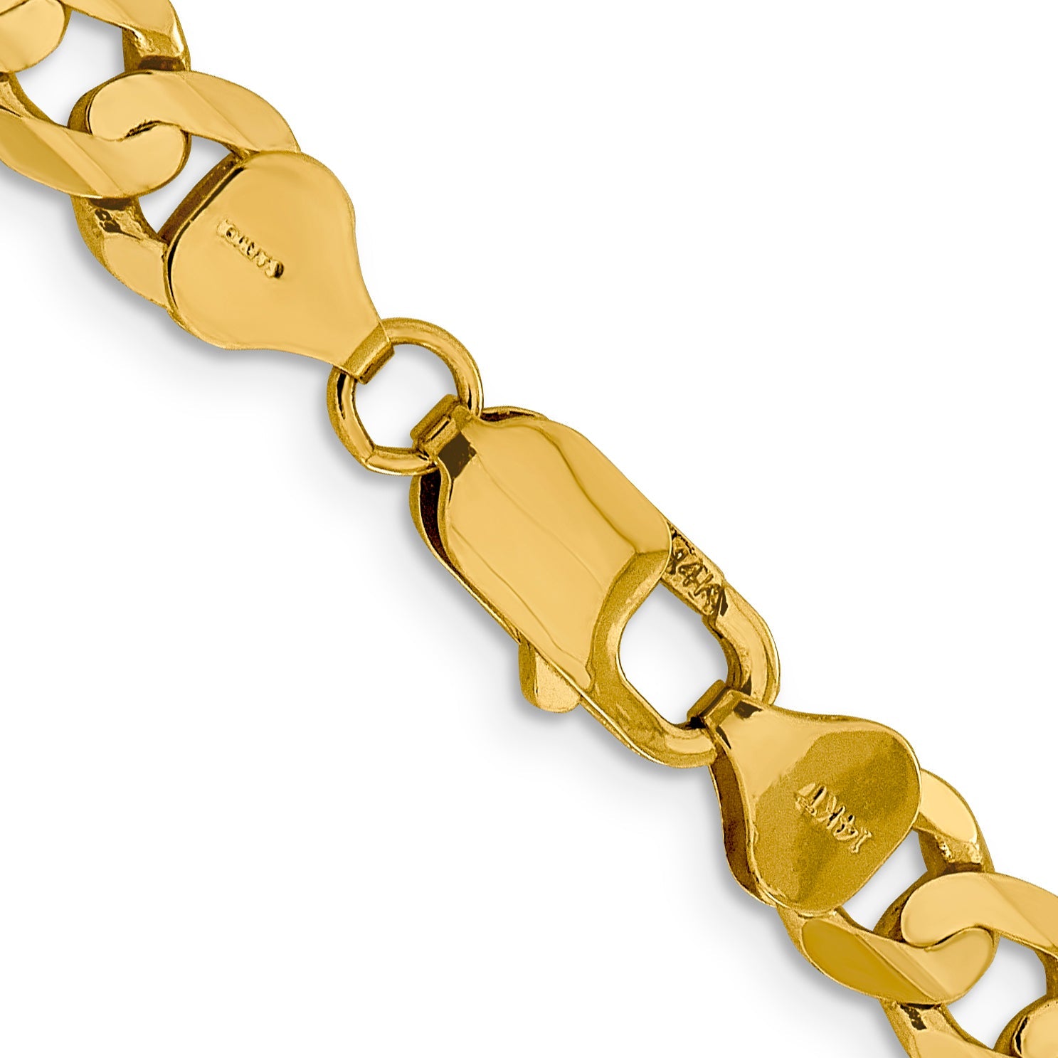 2 Inch 14K Yellow Gold 7.5mm Open Concave Curb Chain Necklace