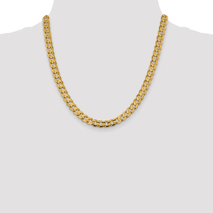2 Inch 14K Yellow Gold 7.5mm Open Concave Curb Chain Necklace