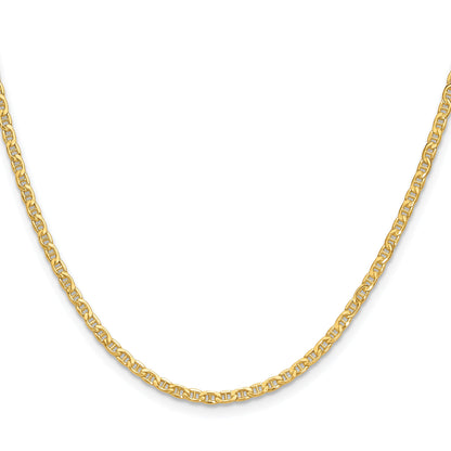24 Inch 14K Yellow Gold 2.4mm Semi Solid Anchor Chain Necklace