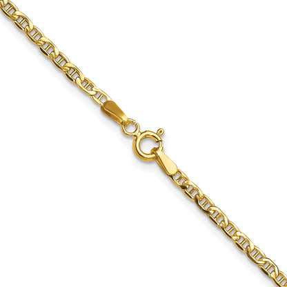 24 Inch 14K Yellow Gold 2.4mm Semi Solid Anchor Chain Necklace