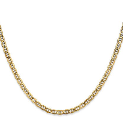 24 Inch 14K Yellow Gold 3.2mm Semi Solid Anchor Chain Necklace