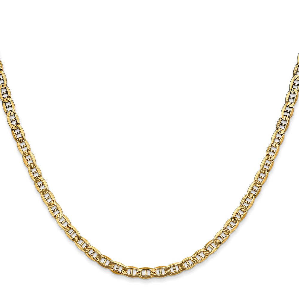 2 Inch 14K Yellow Gold 3.2mm Semi Solid Anchor Chain Necklace