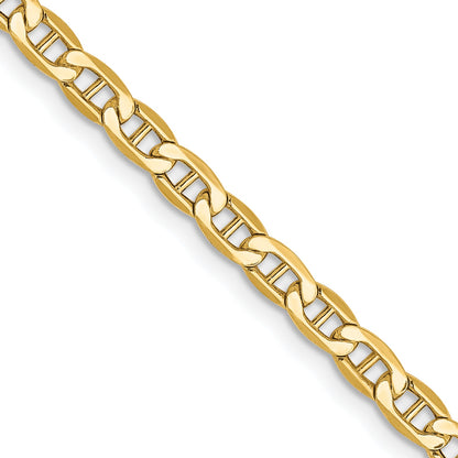 16 Inch 14K Yellow Gold 3.2mm Semi Solid Anchor Chain Necklace