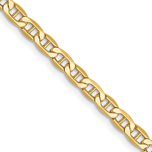 22 Inch 14K Yellow Gold 3.2mm Semi Solid Anchor Chain Necklace