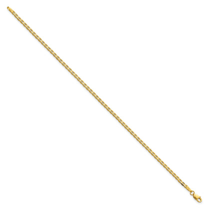 7 Inch 14K Yellow Gold 2.4mm Concave Anchor Chain Bracelet