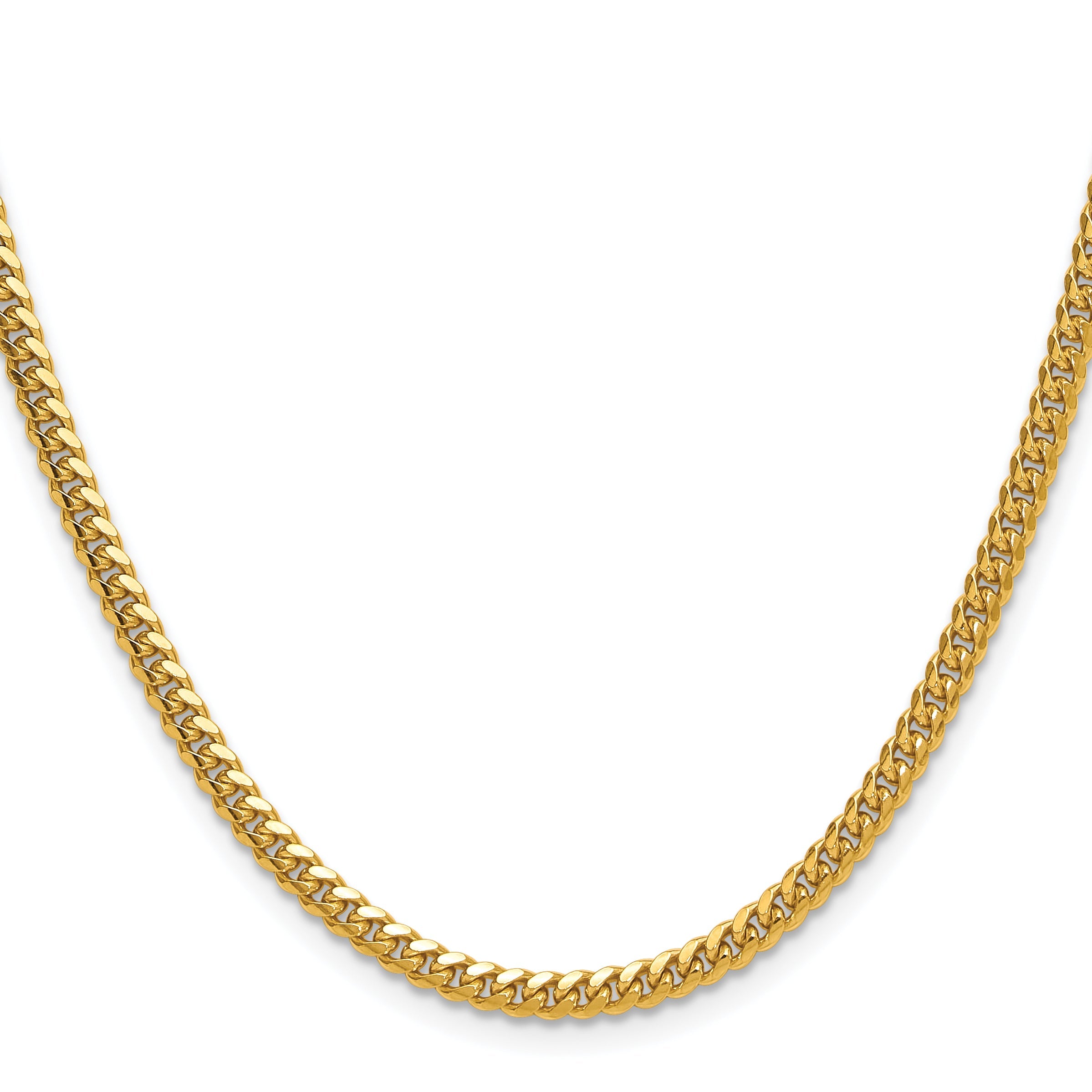 18 Inch 14K Yellow Gold 3.5mm Solid Miami Cuban Chain Necklace