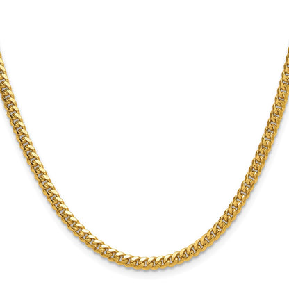 2 Inch 14K Yellow Gold 3.5mm Solid Miami Cuban Chain Necklace