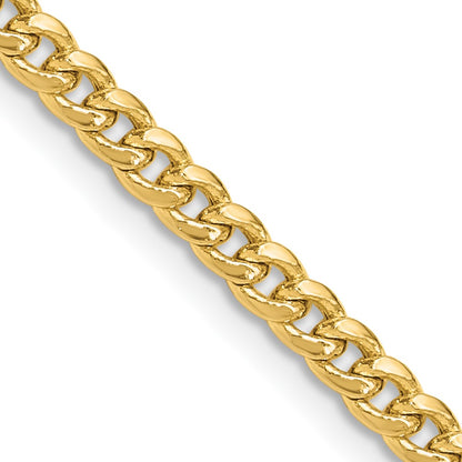 18 Inch 14K Yellow Gold 3.5mm Solid Miami Cuban Chain Necklace