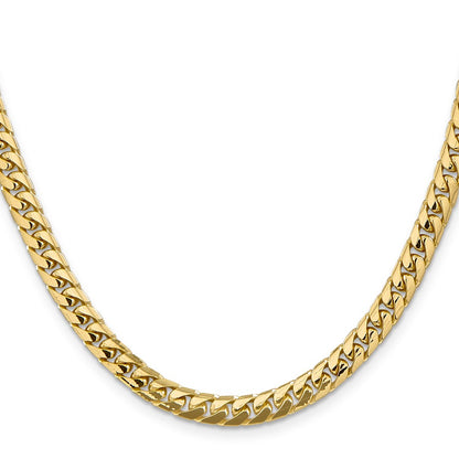 22 Inch 14K Yellow Gold 5.5mm Solid Miami Cuban Chain Necklace