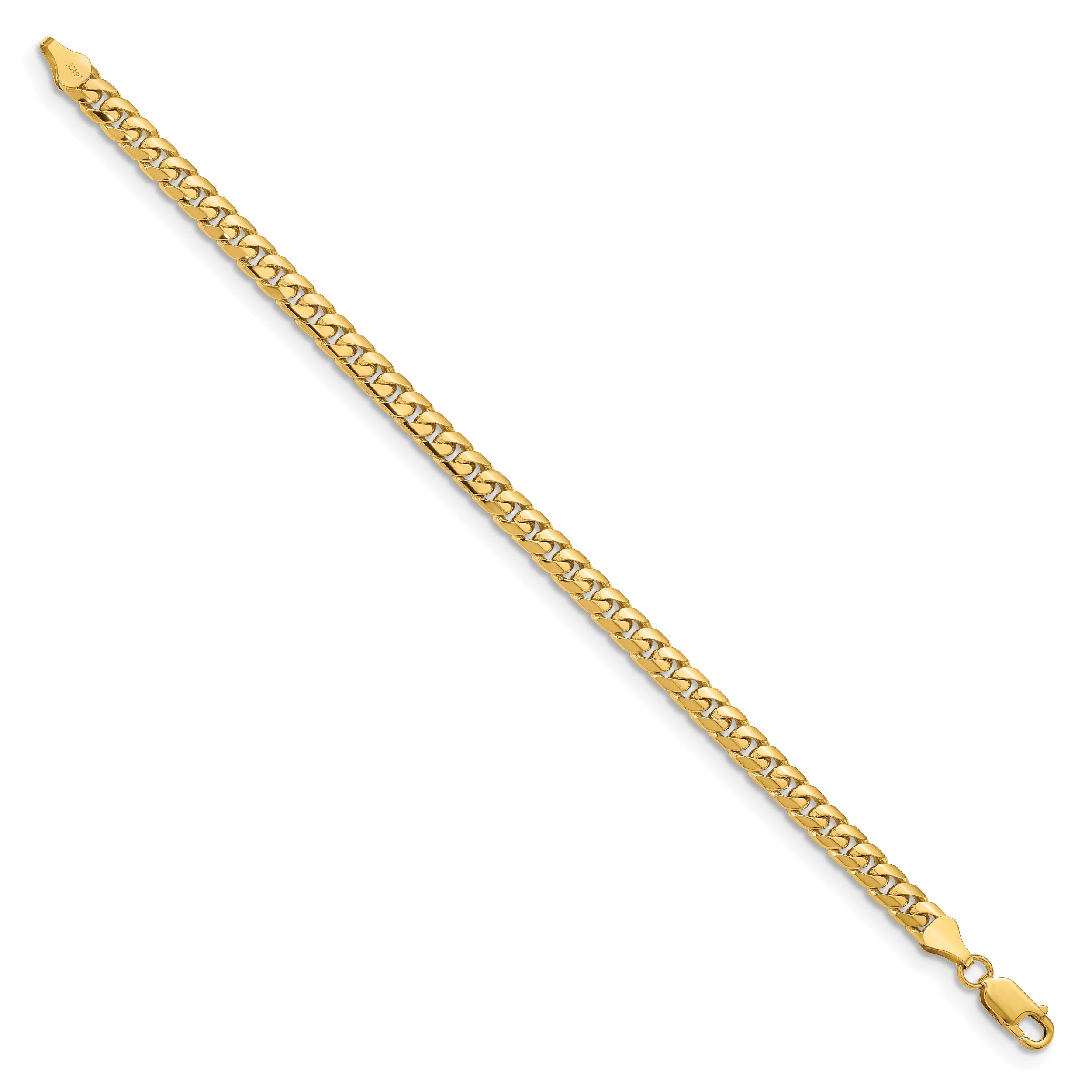 9 Inch 14K Yellow Gold 5.5mm Solid Miami Cuban Chain Bracelet