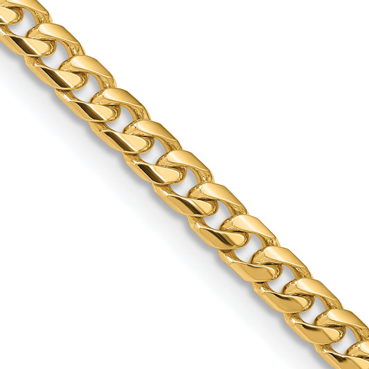 22 Inch 14K Yellow Gold 6.25mm Solid Miami Cuban Chain Necklace