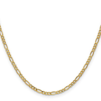 18 Inch 14K Yellow Gold 2.5mm Semi Solid Figaro Chain Necklace