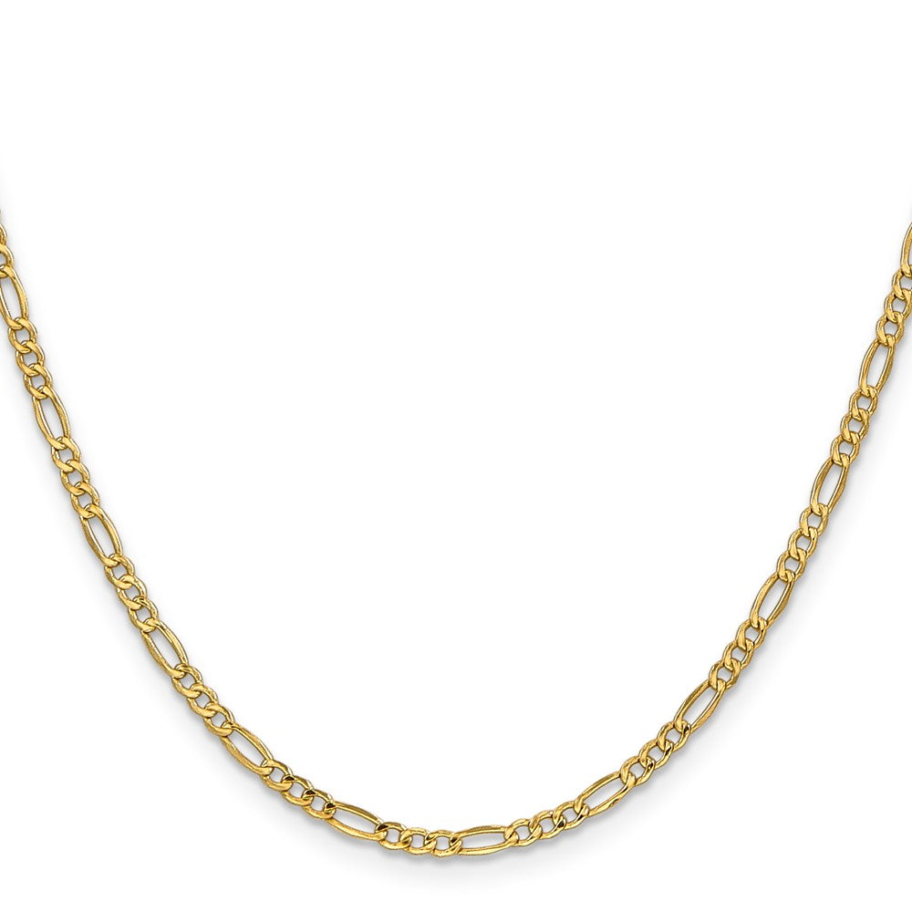 16 Inch 14K Yellow Gold 2.5mm Semi Solid Figaro Chain Necklace