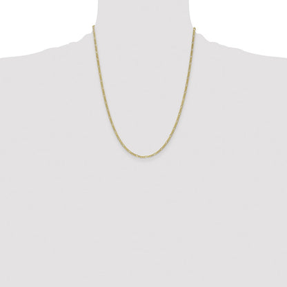 22 Inch 14K Yellow Gold 2.5mm Semi Solid Figaro Chain Necklace