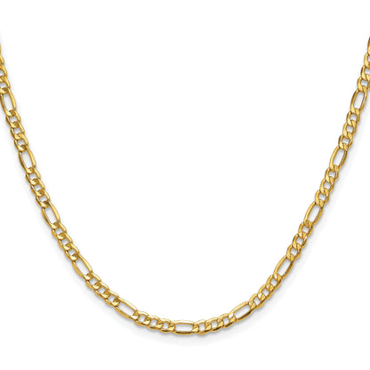 16 Inch 14K Yellow Gold 3.5mm Semi Solid Figaro Chain Necklace