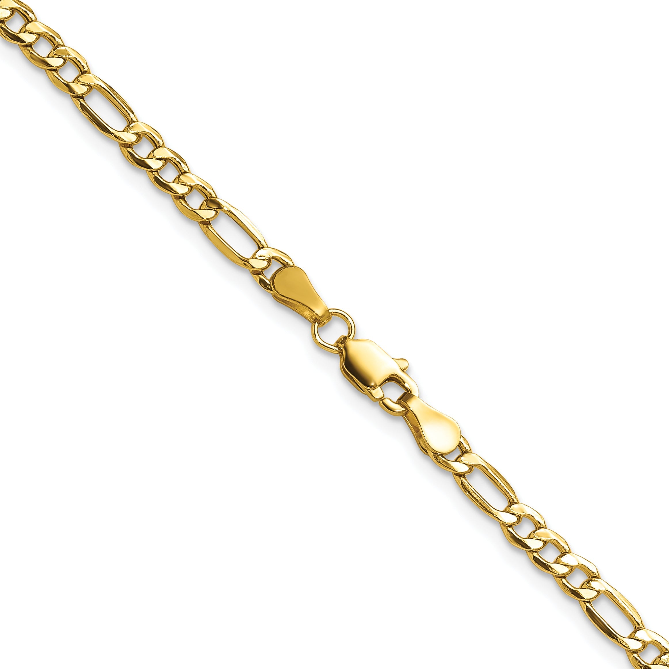 22 Inch 14K Yellow Gold 3.5mm Semi Solid Figaro Chain Necklace