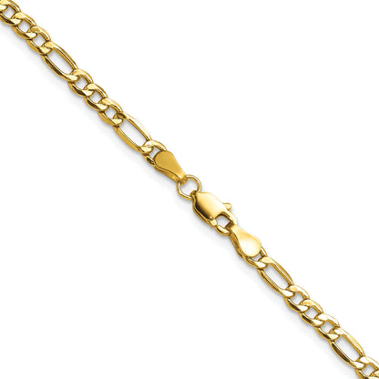 2 Inch 14K Yellow Gold 3.5mm Semi Solid Figaro Chain Necklace