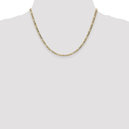18 Inch 14K Yellow Gold 3.5mm Semi Solid Figaro Chain Necklace