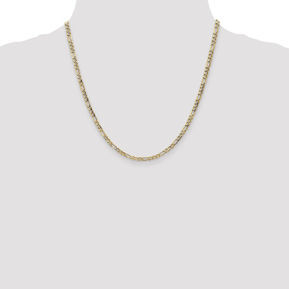 2 Inch 14K Yellow Gold 3.5mm Semi Solid Figaro Chain Necklace