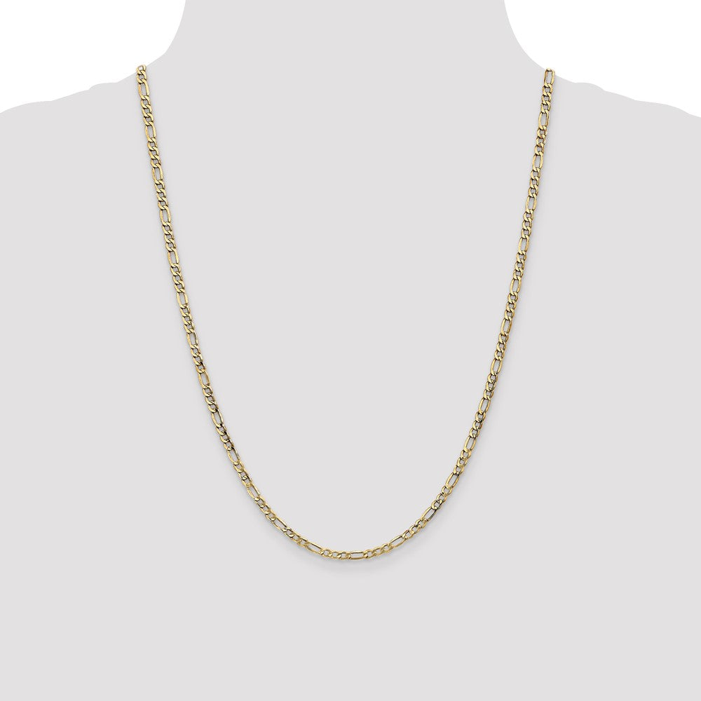 24 Inch 14K Yellow Gold 3.5mm Semi Solid Figaro Chain Necklace