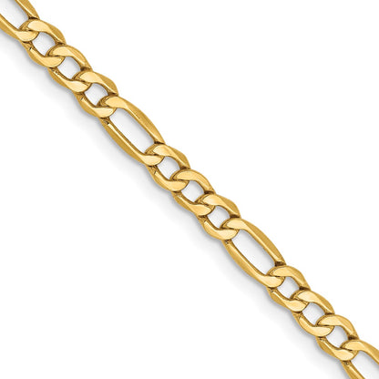24 Inch 14K Yellow Gold 3.5mm Semi Solid Figaro Chain Necklace