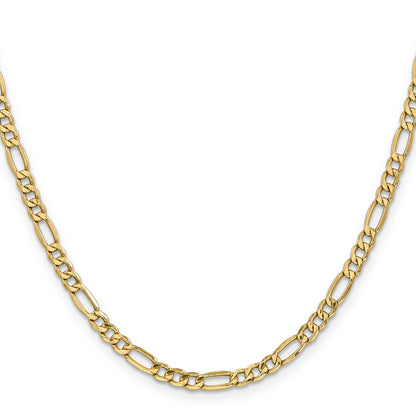 2 Inch 14K Yellow Gold 4.2mm Semi Solid Figaro Chain Necklace