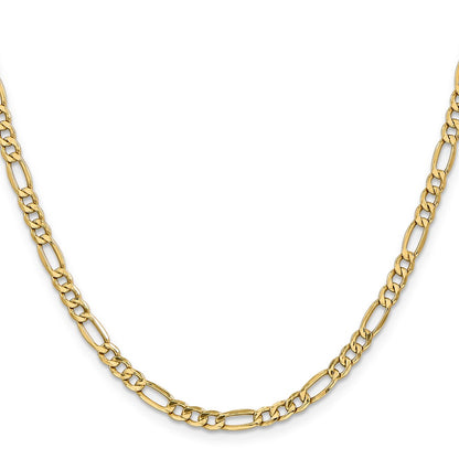 18 Inch 14K Yellow Gold 4.2mm Semi Solid Figaro Chain Necklace