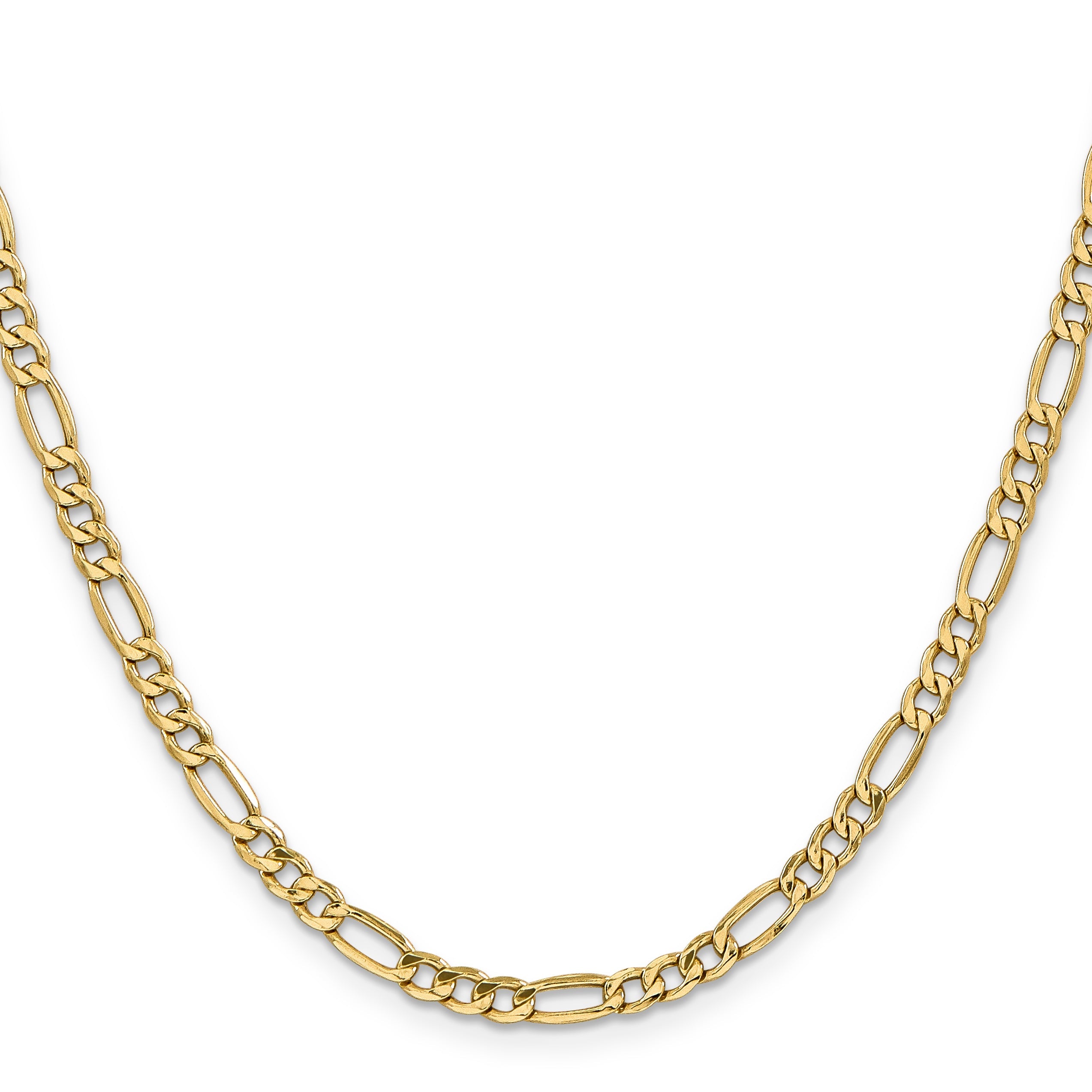 22 Inch 14K Yellow Gold 4.2mm Semi Solid Figaro Chain Necklace