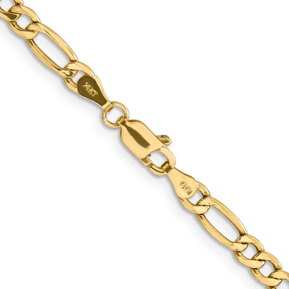 24 Inch 14K Yellow Gold 4.2mm Semi Solid Figaro Chain Necklace