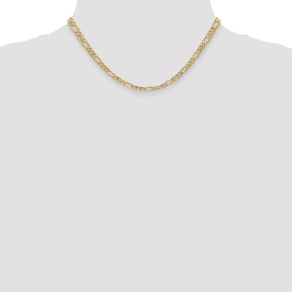16 Inch 14K Yellow Gold 4.2mm Semi Solid Figaro Chain Necklace