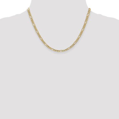 18 Inch 14K Yellow Gold 4.2mm Semi Solid Figaro Chain Necklace