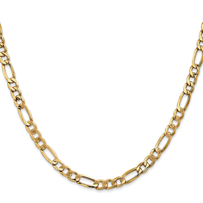 24 Inch 14K Yellow Gold 5.75mm Semi Solid Figaro Chain Necklace