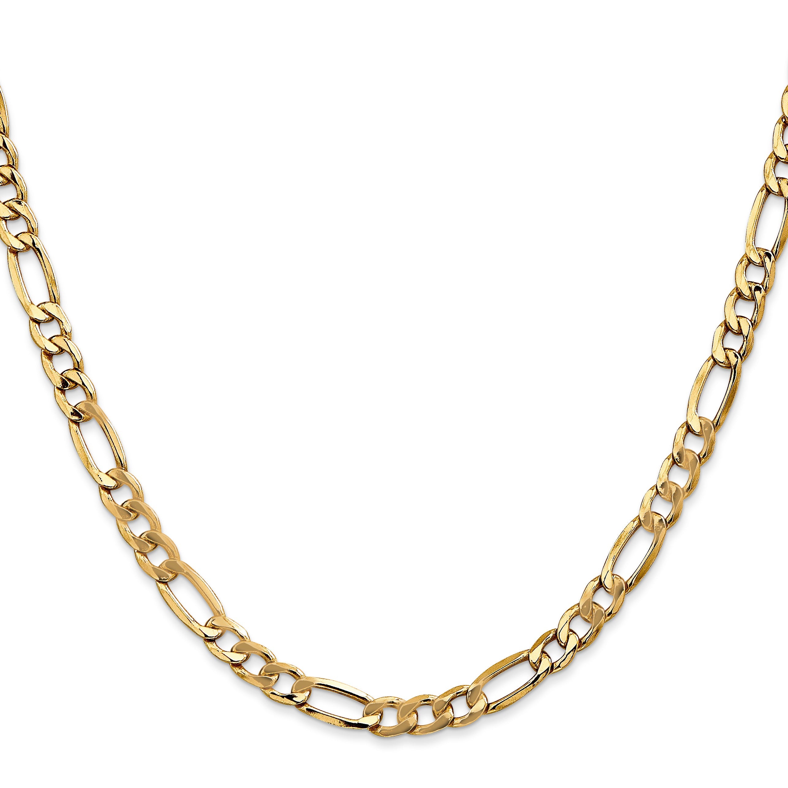 2 Inch 14K Yellow Gold 5.75mm Semi Solid Figaro Chain Necklace