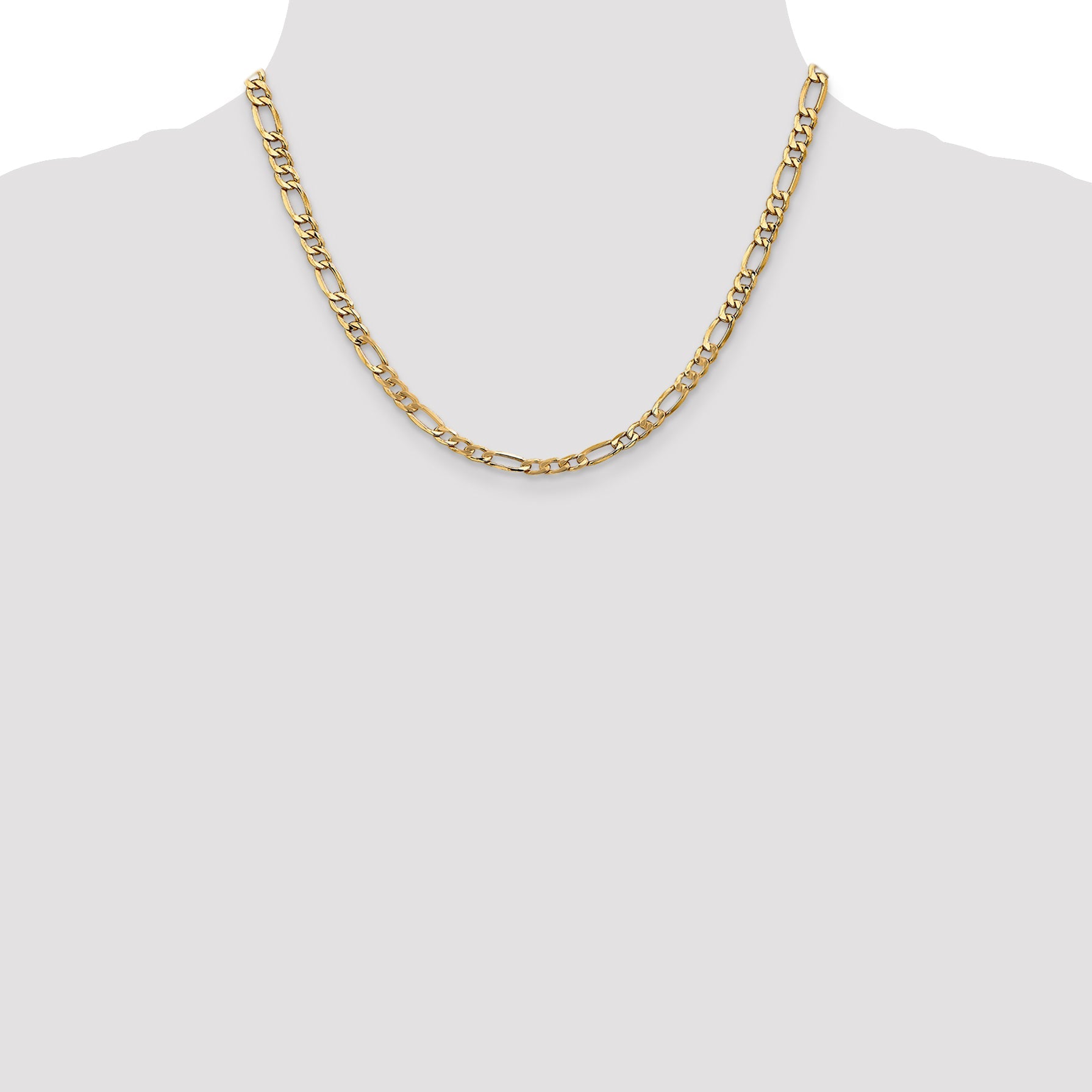 18 Inch 14K Yellow Gold 5.75mm Semi Solid Figaro Chain Necklace