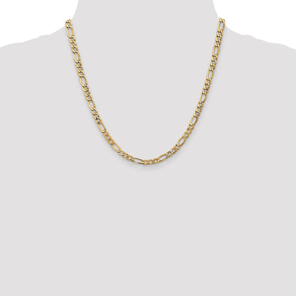 2 Inch 14K Yellow Gold 5.75mm Semi Solid Figaro Chain Necklace