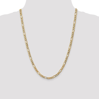 24 Inch 14K Yellow Gold 5.75mm Semi Solid Figaro Chain Necklace