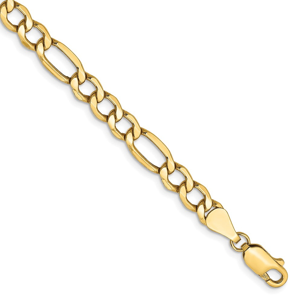 7 Inch 14K Yellow Gold 5.75mm Semi Solid Figaro Chain Bracelet