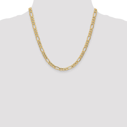 2 Inch 14K Yellow Gold 6.25mm Semi Solid Figaro Chain Necklace