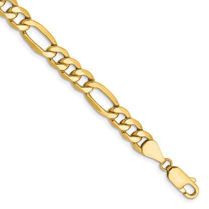 8 Inch 14K Yellow Gold 6.25mm Semi Solid Figaro Chain Bracelet