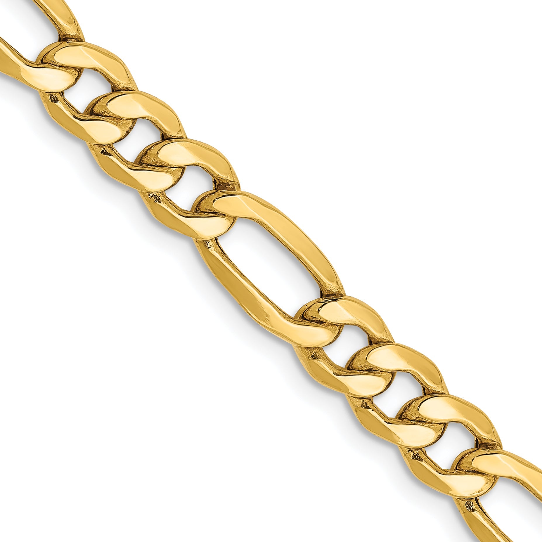24 Inch 14K Yellow Gold 6.25mm Semi Solid Figaro Chain Necklace
