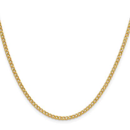16 Inch 14K Yellow Gold 2.5mm Semi Solid Curb Chain Necklace