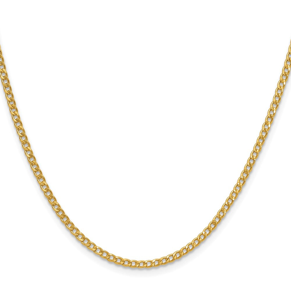 18 Inch 14K Yellow Gold 2.5mm Semi Solid Curb Chain Necklace