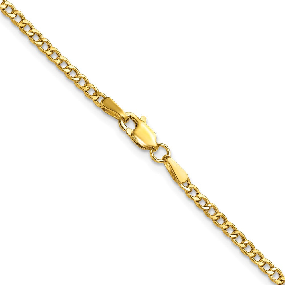 18 Inch 14K Yellow Gold 2.5mm Semi Solid Curb Chain Necklace