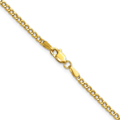 18 Inch 14K Yellow Gold 2.5mm Semi Solid Curb Chain Necklace